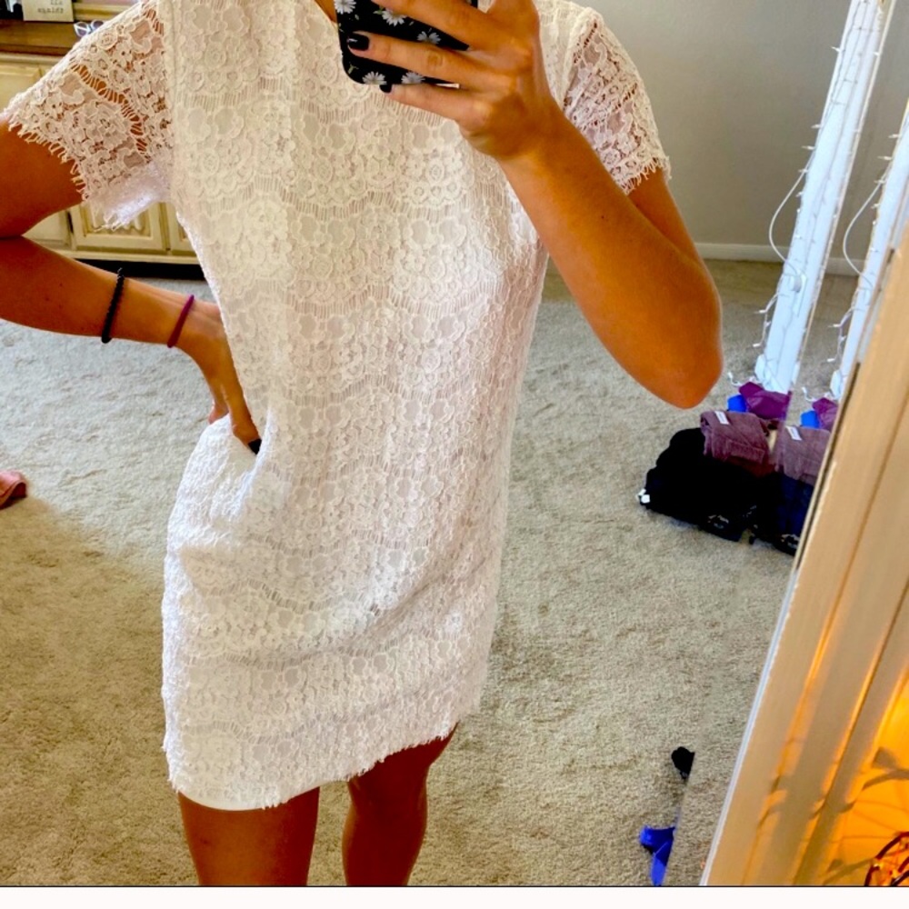 NWOT LULUS WHITE LACE MINI DRESS SMALL